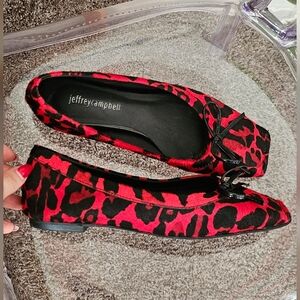 Jeffrey Campbell Red and Black Leopard Flats Size 6